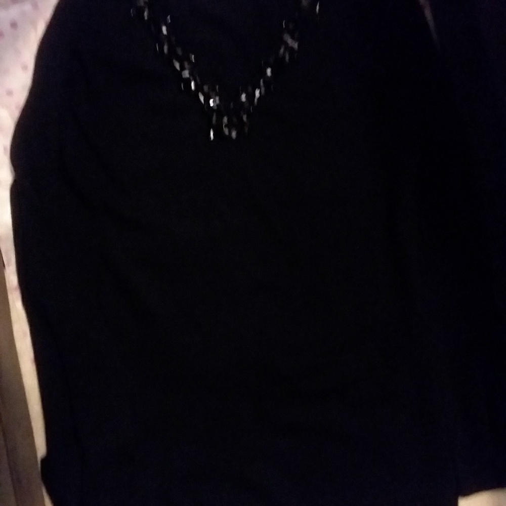 Rafaella embellished black beaded l/s top